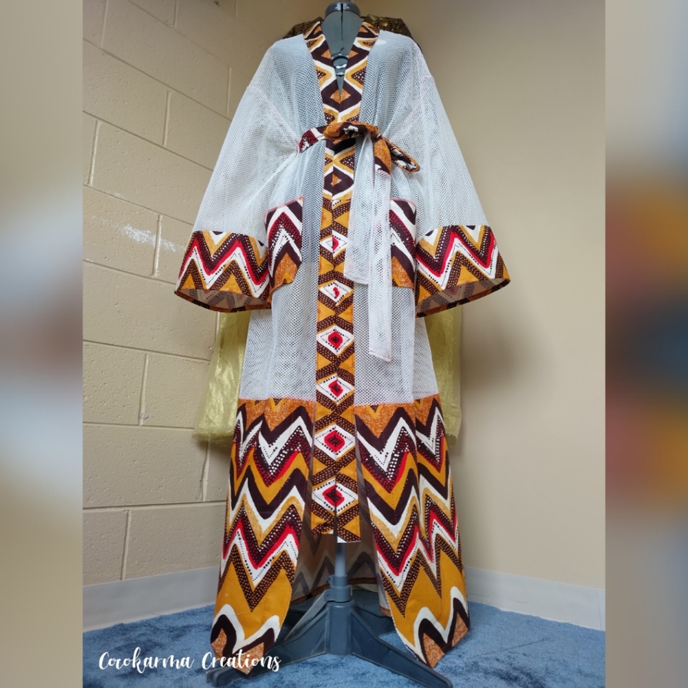 Kimono full length Mesh and African print